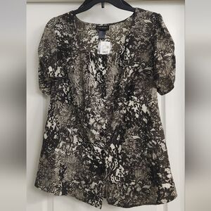 Lane Bryant Brown and White Button Down Women's Blouse